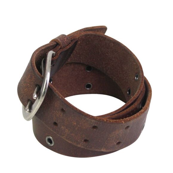 STUDS BROWN GENUINE LEATHER 1 1/2"Wd CASUAL DRESS WOMEN'S BELT Sz M (G3 - Picture 3 of 12